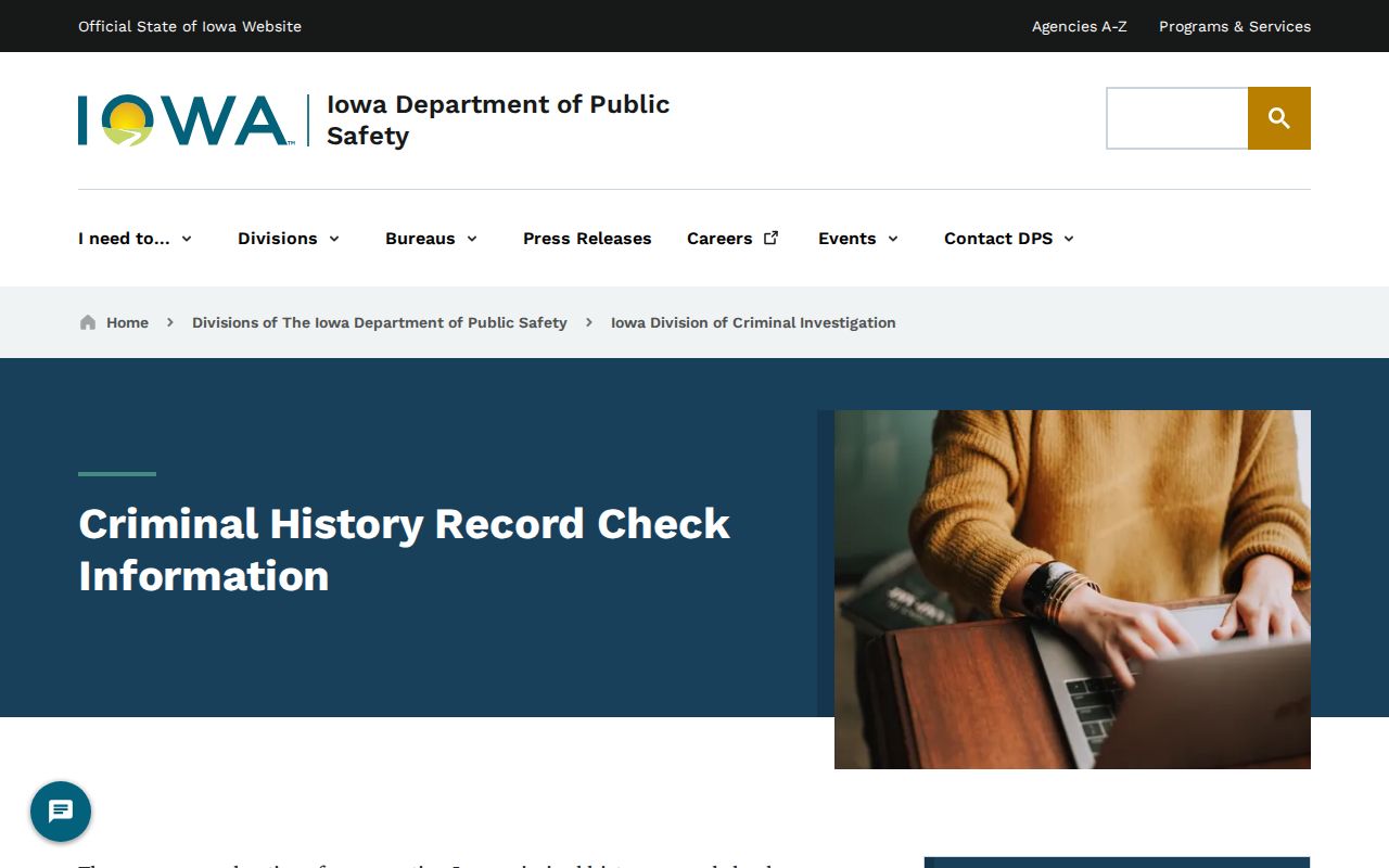O'Brien County criminal history check information from Iowa DCI
