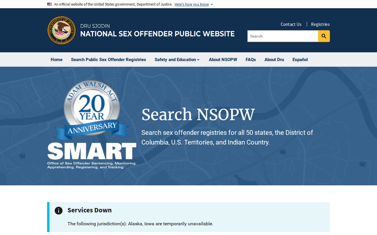 National NSOPW search used with an O'Brien County sex offender check